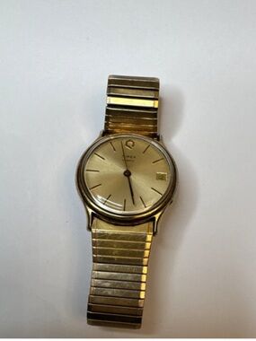 Vintage Timex Gold Tone Watch Stretch Band Parts Repair